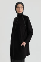 Reglan Kol Detaylı Tunik - Siyah TUGBA