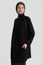 Reglan Kol Detaylı Tunik - Siyah TUGBA