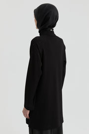 Reglan Kol Detaylı Tunik - Siyah TUGBA