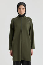 Reglan Kol Detaylı Tunik - Haki TUGBA