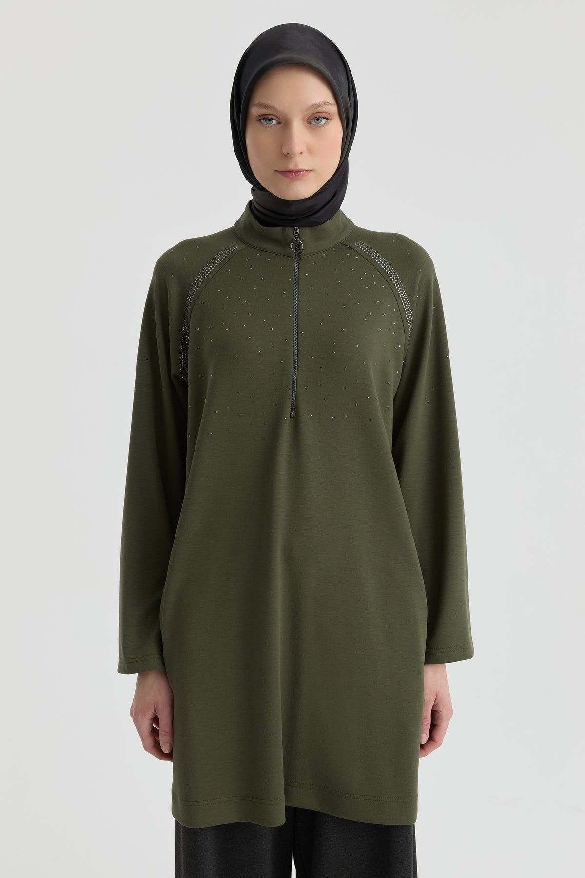 Reglan Kol Detaylı Tunik - Haki TUGBA