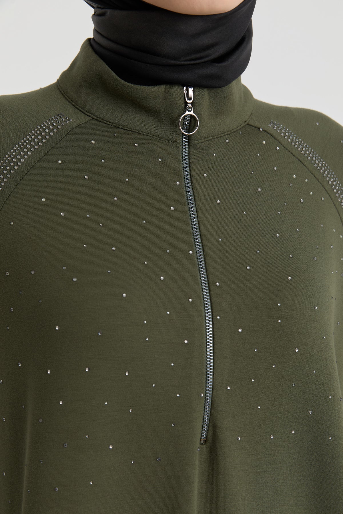 Reglan Kol Detaylı Tunik - Haki TUGBA