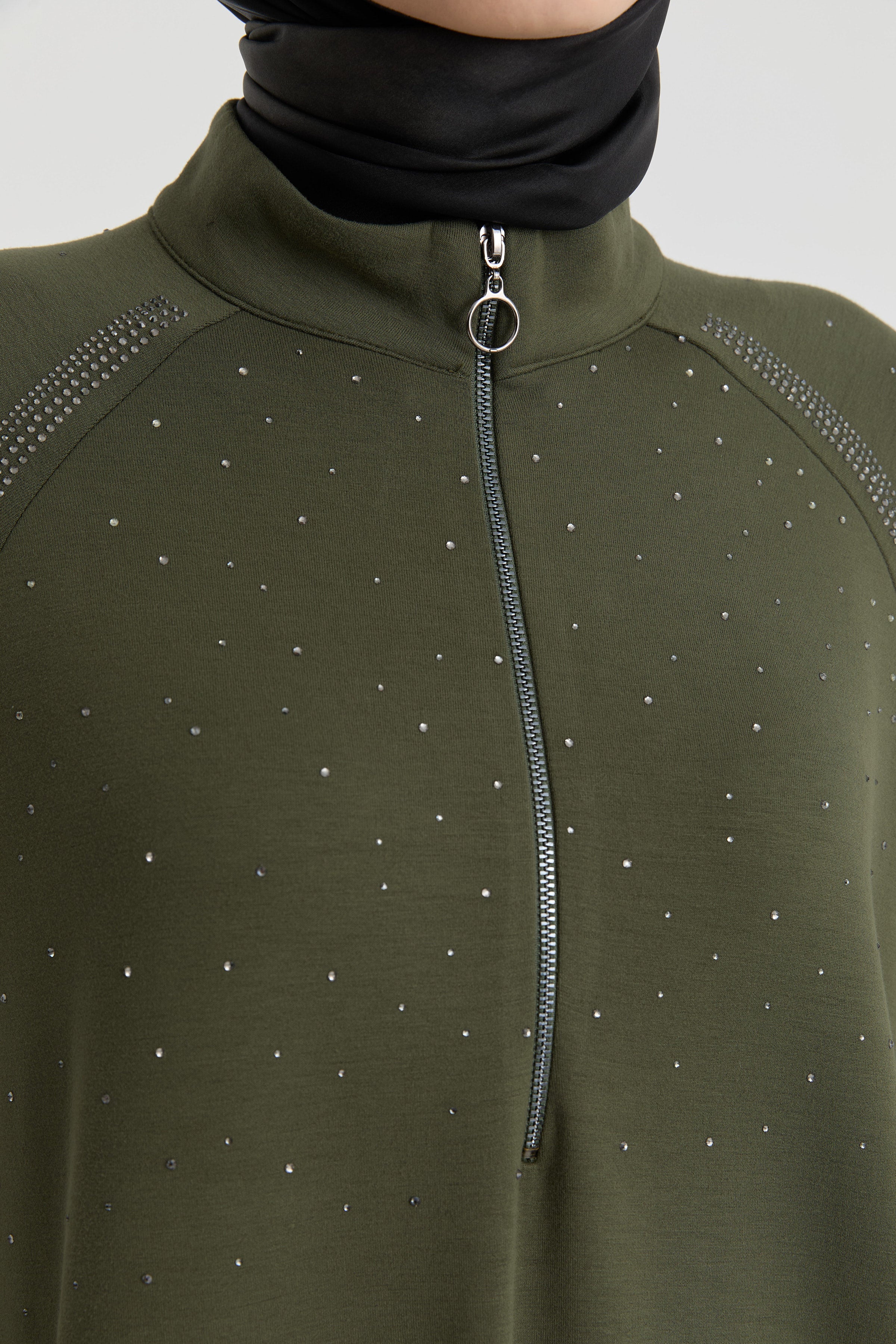 Reglan Kol Detaylı Tunik - Haki TUGBA