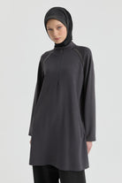 Reglan Kol Detaylı Tunik - Antrasit TUGBA