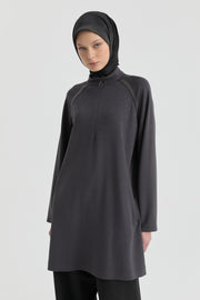 Reglan Kol Detaylı Tunik - Antrasit TUGBA