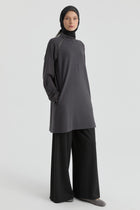 Reglan Kol Detaylı Tunik - Antrasit TUGBA
