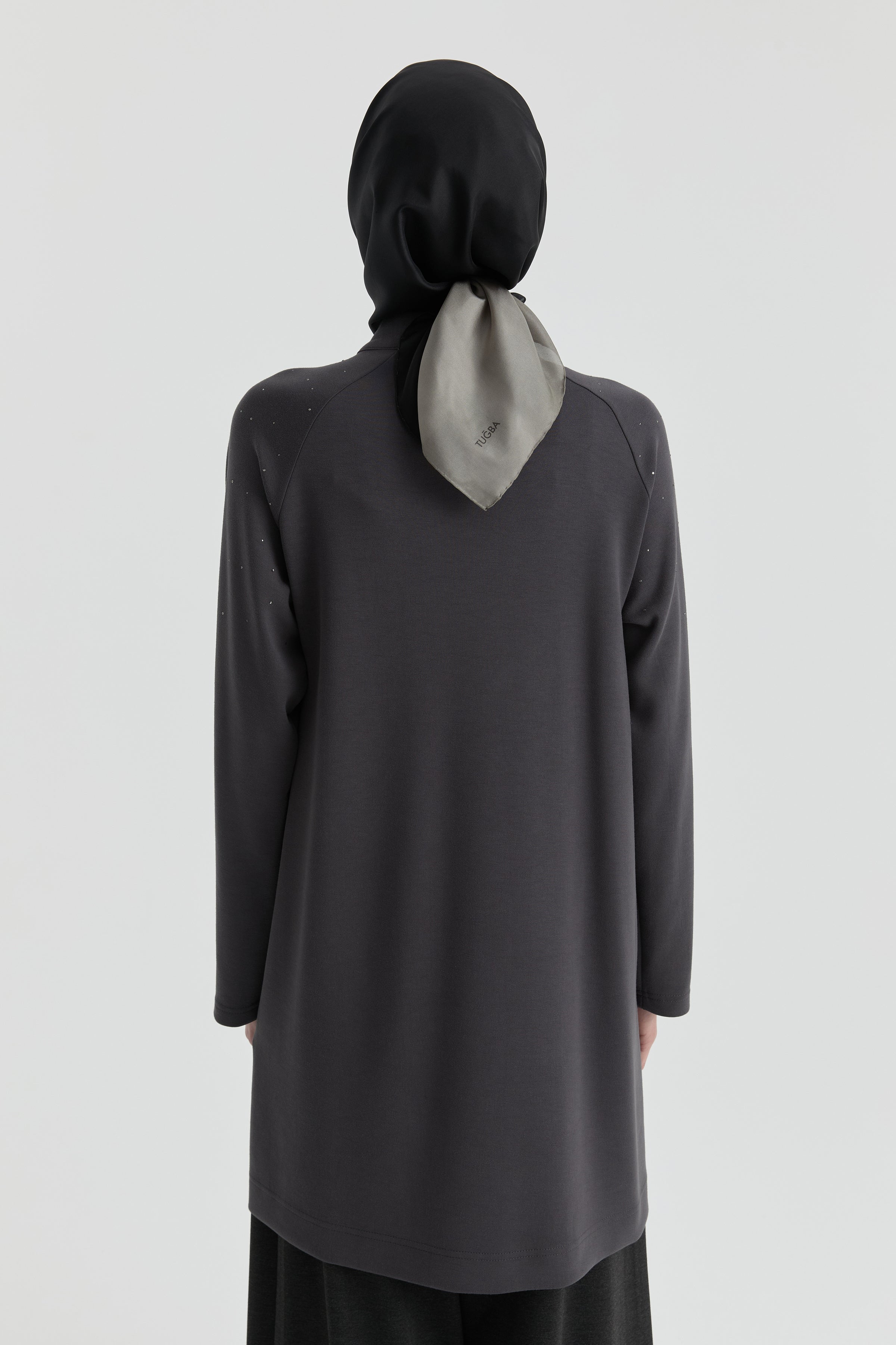 Reglan Kol Detaylı Tunik - Antrasit TUGBA