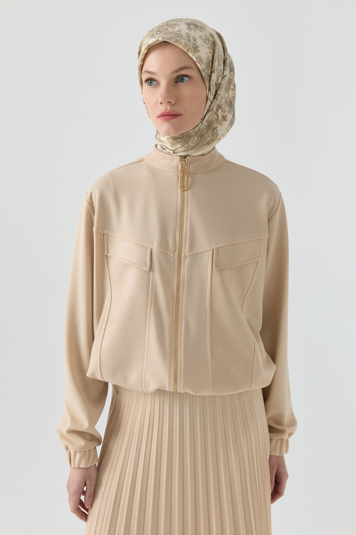 Fermuarlı Sweat Takım - Vizon TUGBA