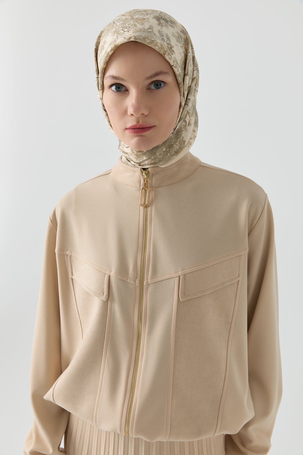 Fermuarlı Sweat Takım - Vizon TUGBA