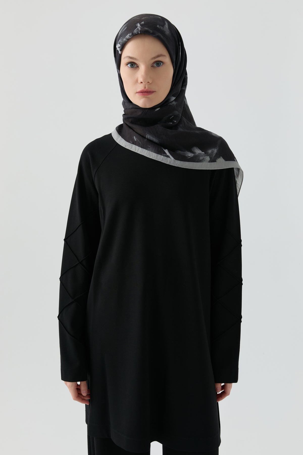 Tunic with Sleeve Details - Black