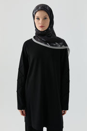 Kolları Detaylı Tunik - Siyah TUGBA