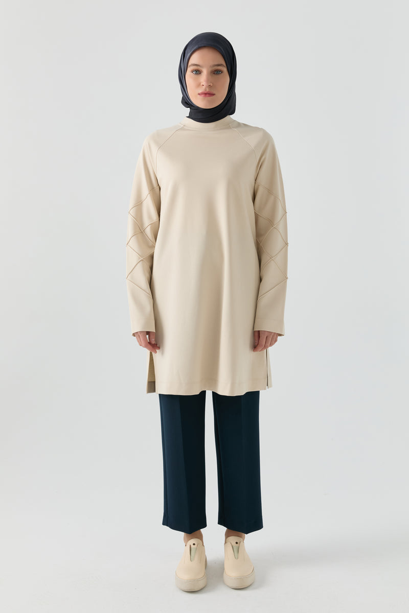 Kolları Detaylı Tunik - Taş TUGBA