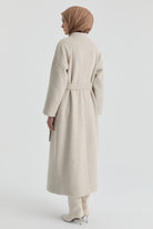 Broş Detaylı Manto - Bej TUGBA