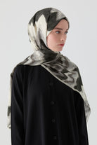 İkat Desenli Natural Şal - Siyah TUGBA