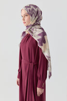 İkat Desenli Natural Şal - Lila TUGBA