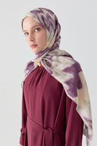 İkat Desenli Natural Şal - Lila TUGBA