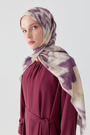 İkat Desenli Natural Şal - Lila TUGBA