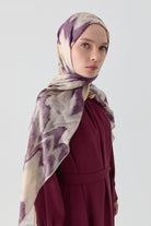 İkat Desenli Natural Şal - Lila TUGBA