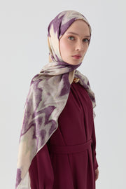 İkat Desenli Natural Şal - Lila TUGBA