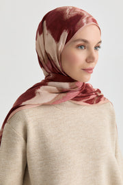 İkat Desenli Natural Şal - Bordo TUGBA
