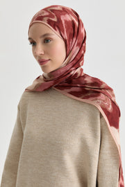 İkat Desenli Natural Şal - Bordo TUGBA