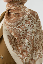Paisley Desenli Natural Şal - Kahve TUGBA