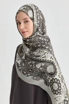 Paisley Desenli Natural Şal - Siyah TUGBA