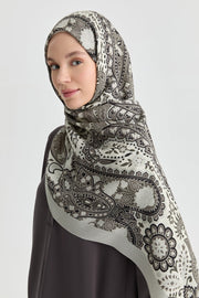 Paisley Desenli Natural Şal - Siyah TUGBA