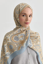 Paisley Desenli Natural Şal - Açık Mavi TUGBA