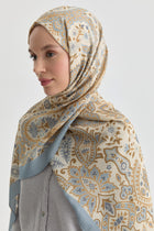 Paisley Desenli Natural Şal - Açık Mavi TUGBA