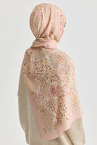 Paisley Desenli Natural Şal - Pudra TUGBA