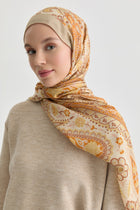 Paisley Desenli Natural Şal - Turuncu TUGBA
