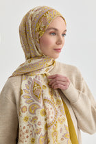 Paisley Desenli Natural Şal - Fıstık Yeşili TUGBA