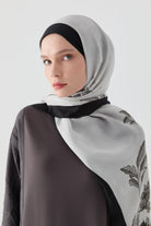 Funda Çiçek Desenli Natural Şal - Gri TUGBA