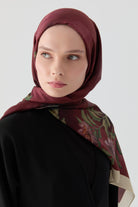 Funda Çiçek Desenli Natural Şal - Mürdüm TUGBA