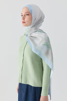 Funda Çiçek Desenli Natural Şal - Açık Mavi TUGBA