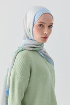 Funda Çiçek Desenli Natural Şal - Açık Mavi TUGBA