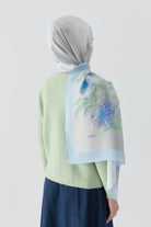 Funda Çiçek Desenli Natural Şal - Açık Mavi TUGBA