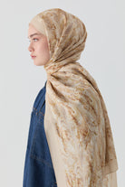 Ebru Desenli Natural Şal - Açık Kahve TUGBA