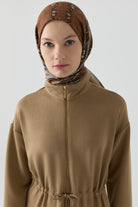 Etnik Şal Desenli Natural Şal - Kahve TUGBA