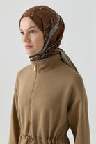 Etnik Şal Desenli Natural Şal - Kahve TUGBA