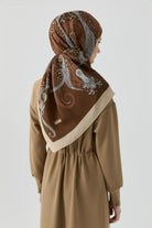 Etnik Şal Desenli Natural Şal - Kahve TUGBA