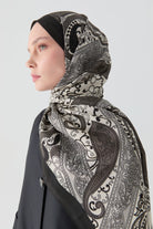 Etnik Şal Desenli Natural Şal - Siyah TUGBA