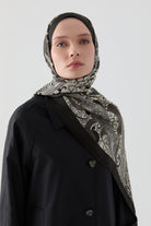 Etnik Şal Desenli Natural Şal - Siyah TUGBA