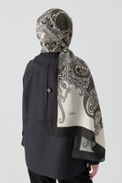 Etnik Şal Desenli Natural Şal - Siyah TUGBA