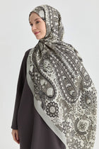 Paisley Desenli Natural Şal - Siyah TUGBA