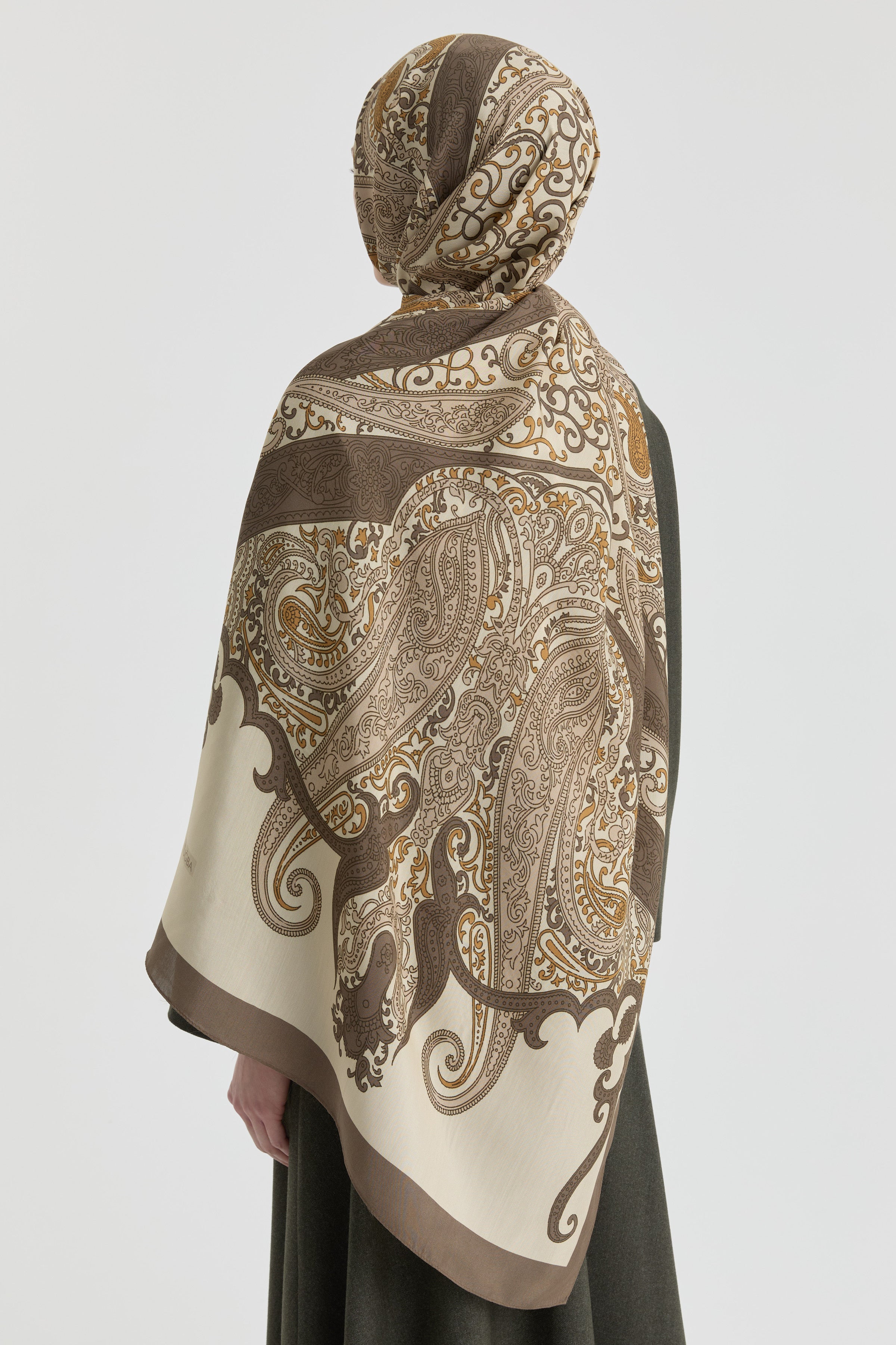 Etnik Şal Desenli Natural Şal - Vizon TUGBA