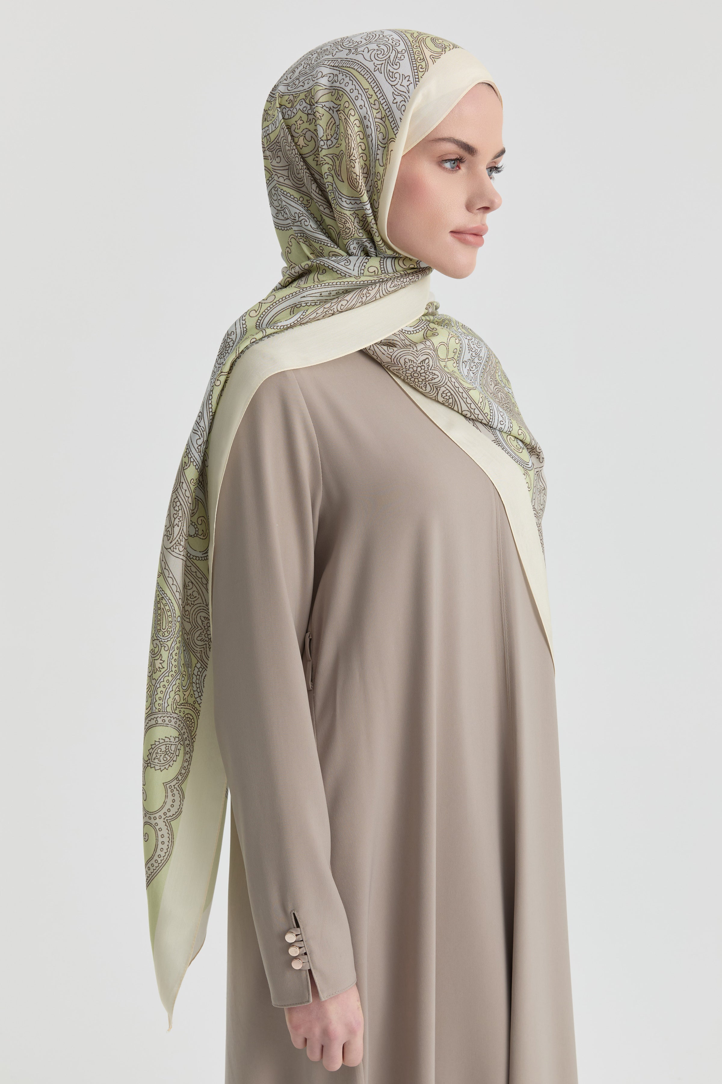 Etnik Şal Desenli Natural Şal - Mint TUGBA