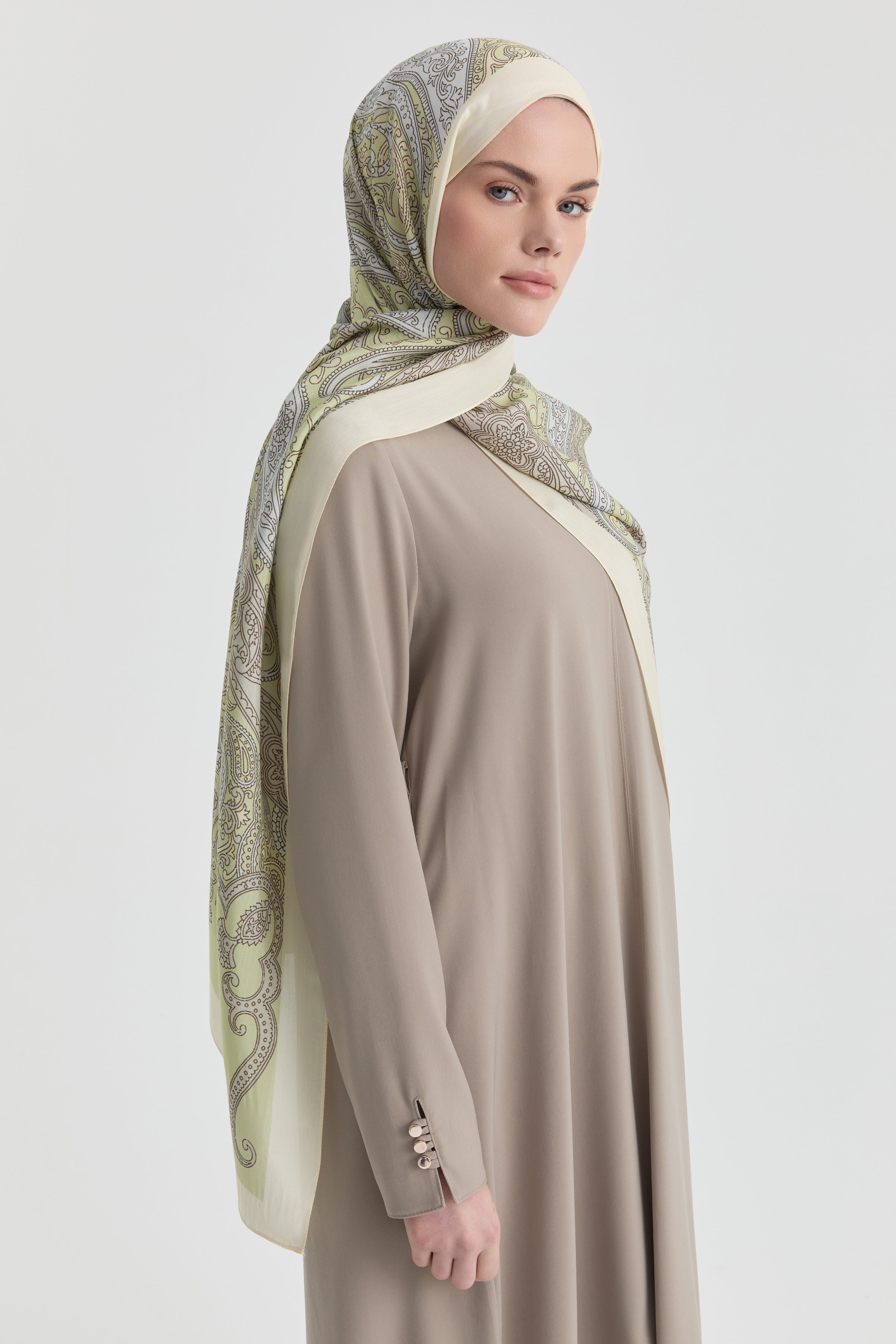 Etnik Şal Desenli Natural Şal - Mint TUGBA