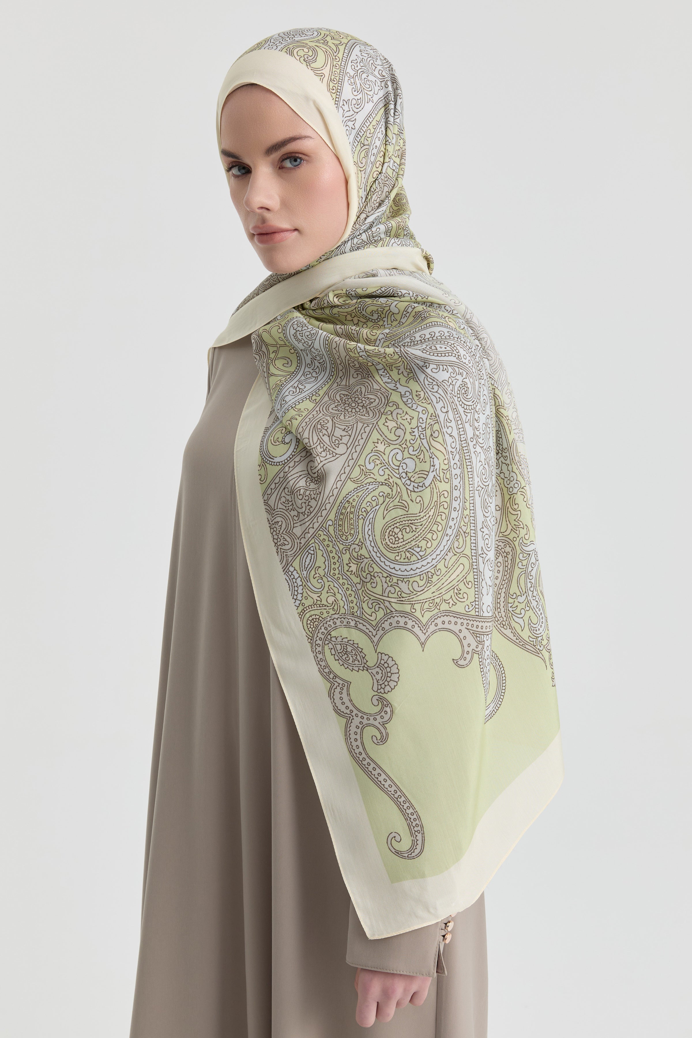 Etnik Şal Desenli Natural Şal - Mint TUGBA